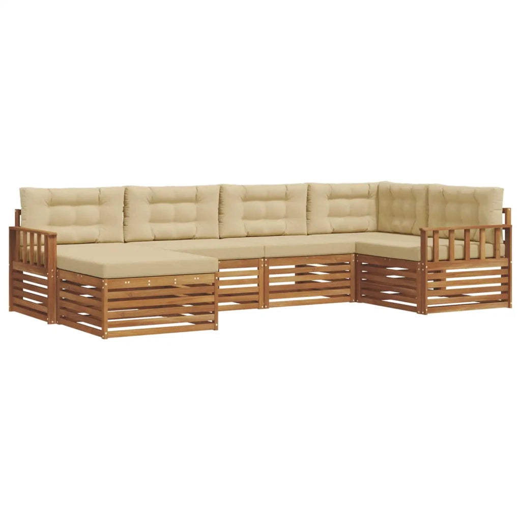 Set di divani da esterno con cuscino 6 pcs Naturale e Beige