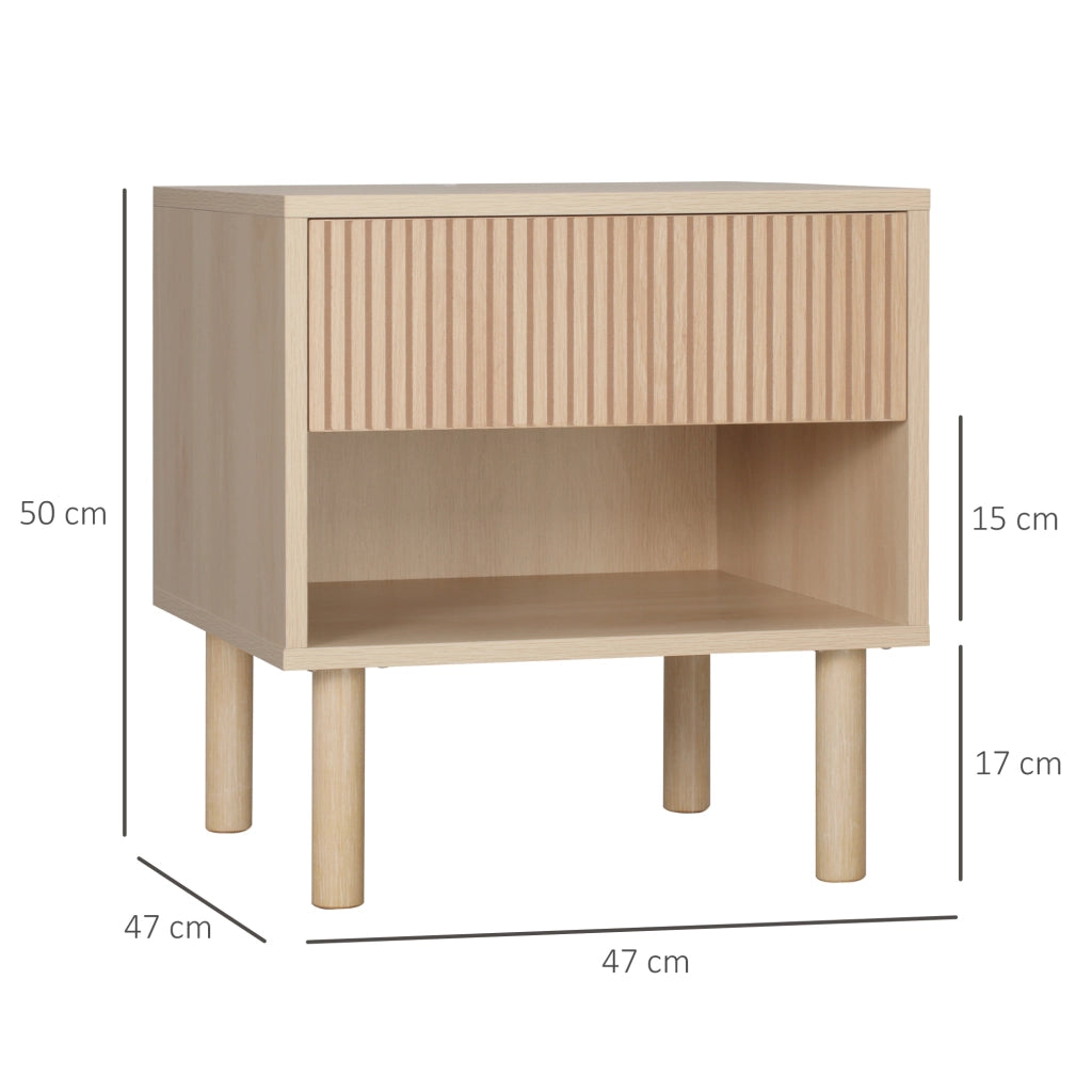 Comodino con cassetti e ripiani ¨C zephmum ¨C Legno naturale 47x47x50 cm