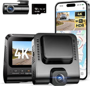 Dual Dashcam per Auto - Dual Camera per Auto - Camera per Auto con Visione Notturna - Camera per Auto con Sensore di Movimento - Lente Wide Angle - Modalità di Parcheggio - Registrazione Continua - Dual Camera per Auto con Carta di Memoria SD