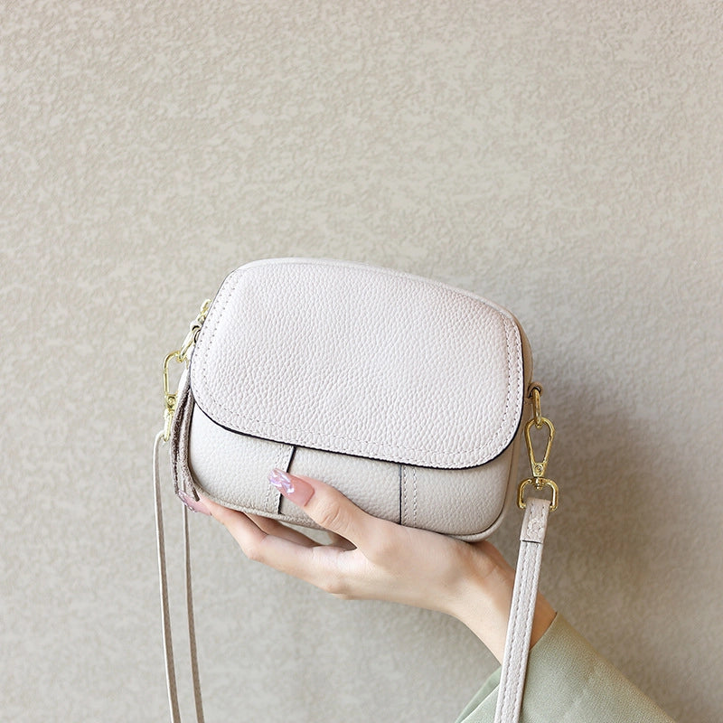 Borsa a tracolla piccola da donna in vera pelle, modello Hobo, colore bianco