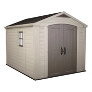 Factor 8x11 - Casetta da Giardino 256,50x243x331,50 cm 2 Ante per deposito attrezzi finitura effetto legno  in Resina Beige