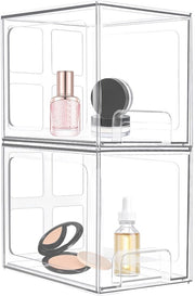 Organizzatore di carrello trasparente, 19,05 x 15,24 x 16,7 cm, organizzatore di bagno, organizzatore di cosmetici per carrello, carrello per bagno, organizzatore di carrello per tavolo da toeletta (A)