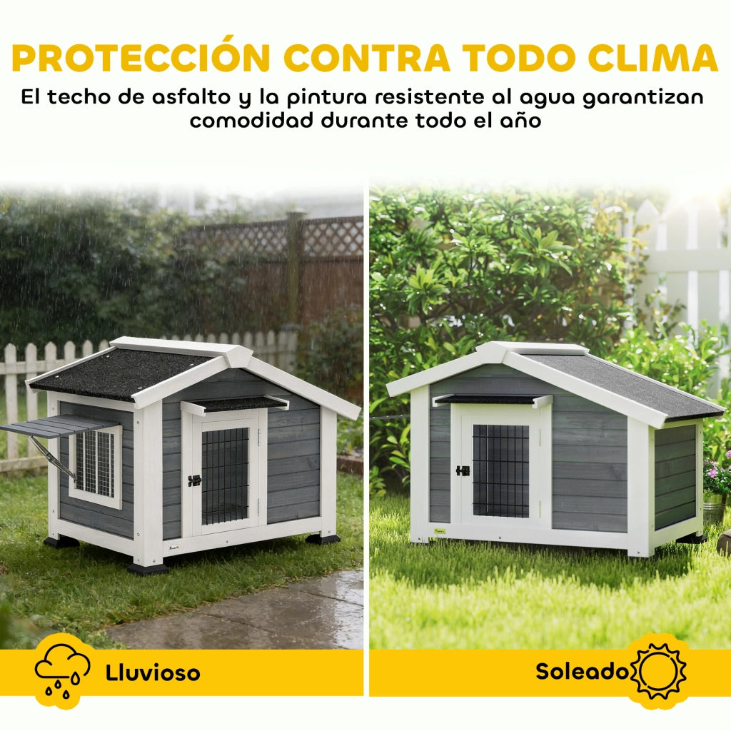 Casetta per Cani da Giardino in Legno ¨C zephmum ¨C Grigio 98x76x69,5 cm