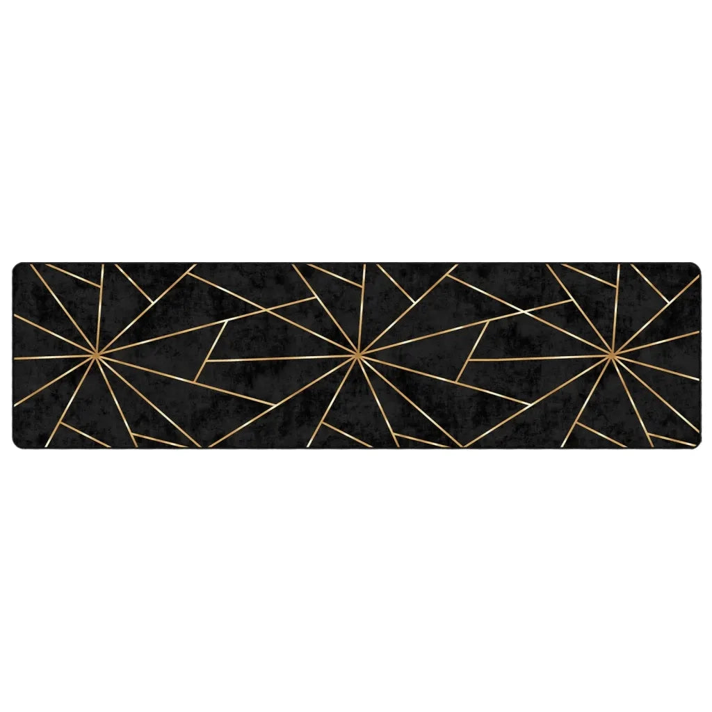 Tappeto Lavabile Nero e Oro 80x300 cm 136616