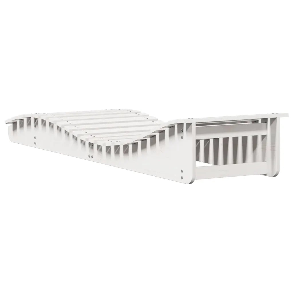 Lettino Prendisole Bianco 205x60x31,5 cm in Legno Massello Pino 832574