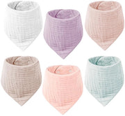 Set di 6 Fazzoletti per Bambino in Muslin, Fazzoletti in Muslin per Bambini e Bambine, Fazzoletti in Muslin con Treccia, Assorbenti Biologici in Cotone per Bambini e Bambine