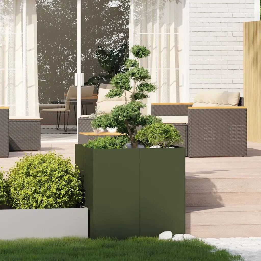 Fioriera Verde Oliva 80x80x80 cm in Acciaio 860783