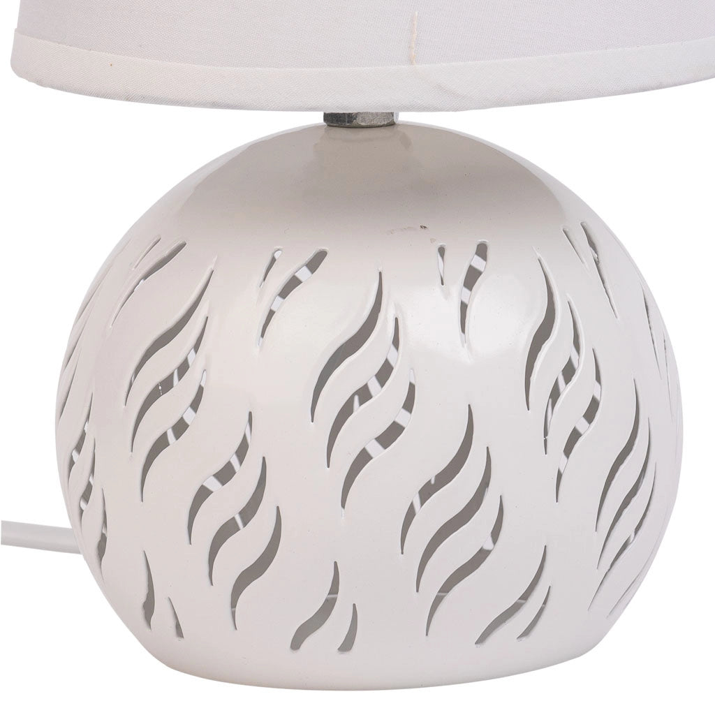 Lampada da tavolo in metallo bianco 14x14x21h