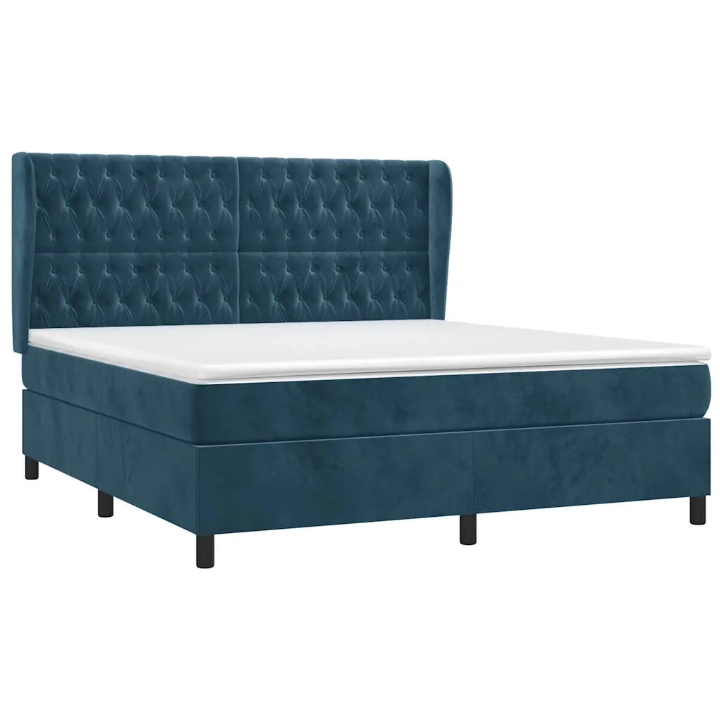 Giroletto a Molle con Materasso Blu Scuro 140x200 cm in Velluto 3129397