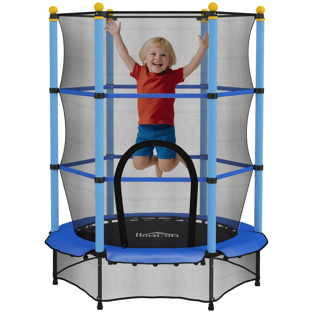 Trampolino bambini ¨C zephmum ¨C Blu, ?140 cm, rete di sicurezza, interno ed esterno