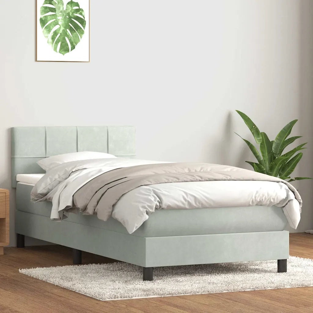Giroletto a Molle con Materasso grigio chiaro 90x210 cm Velluto