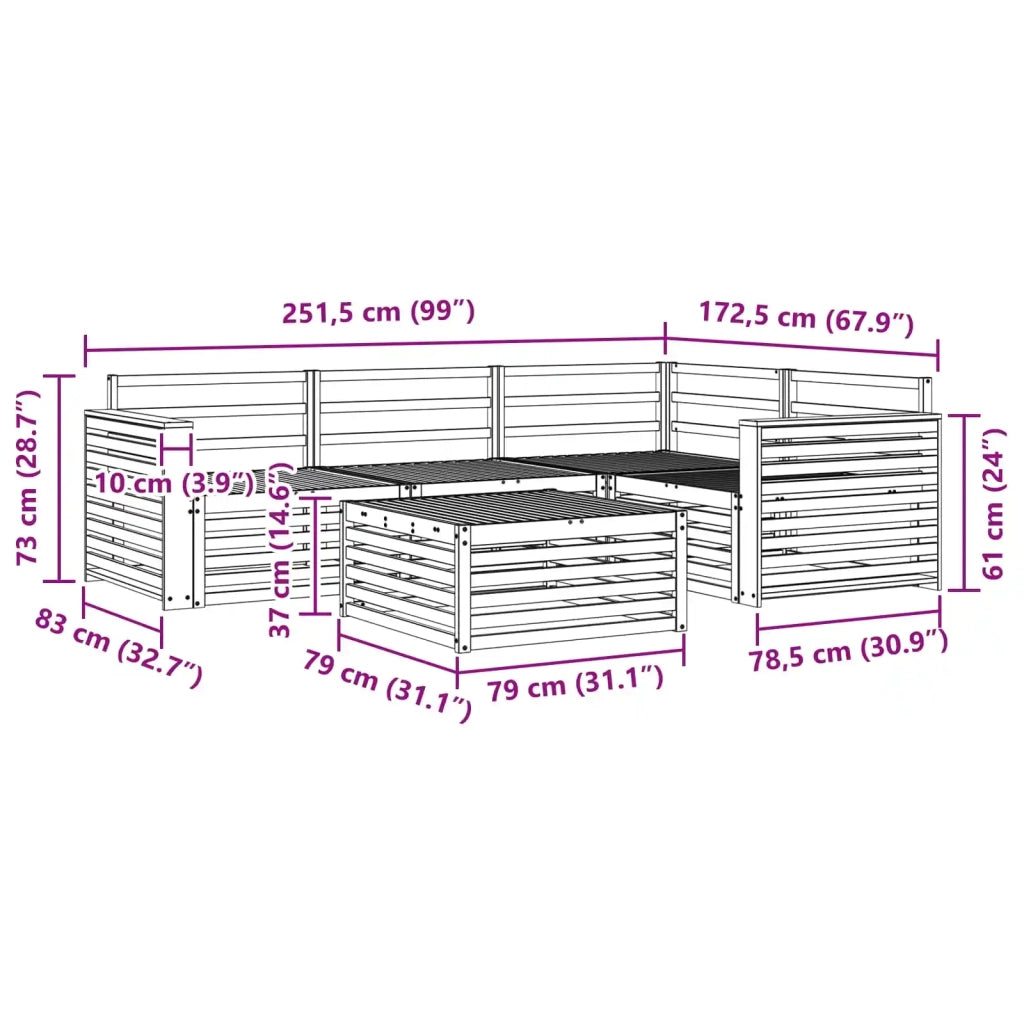 Set di divani da esterno 5 pcs Naturale 3373424