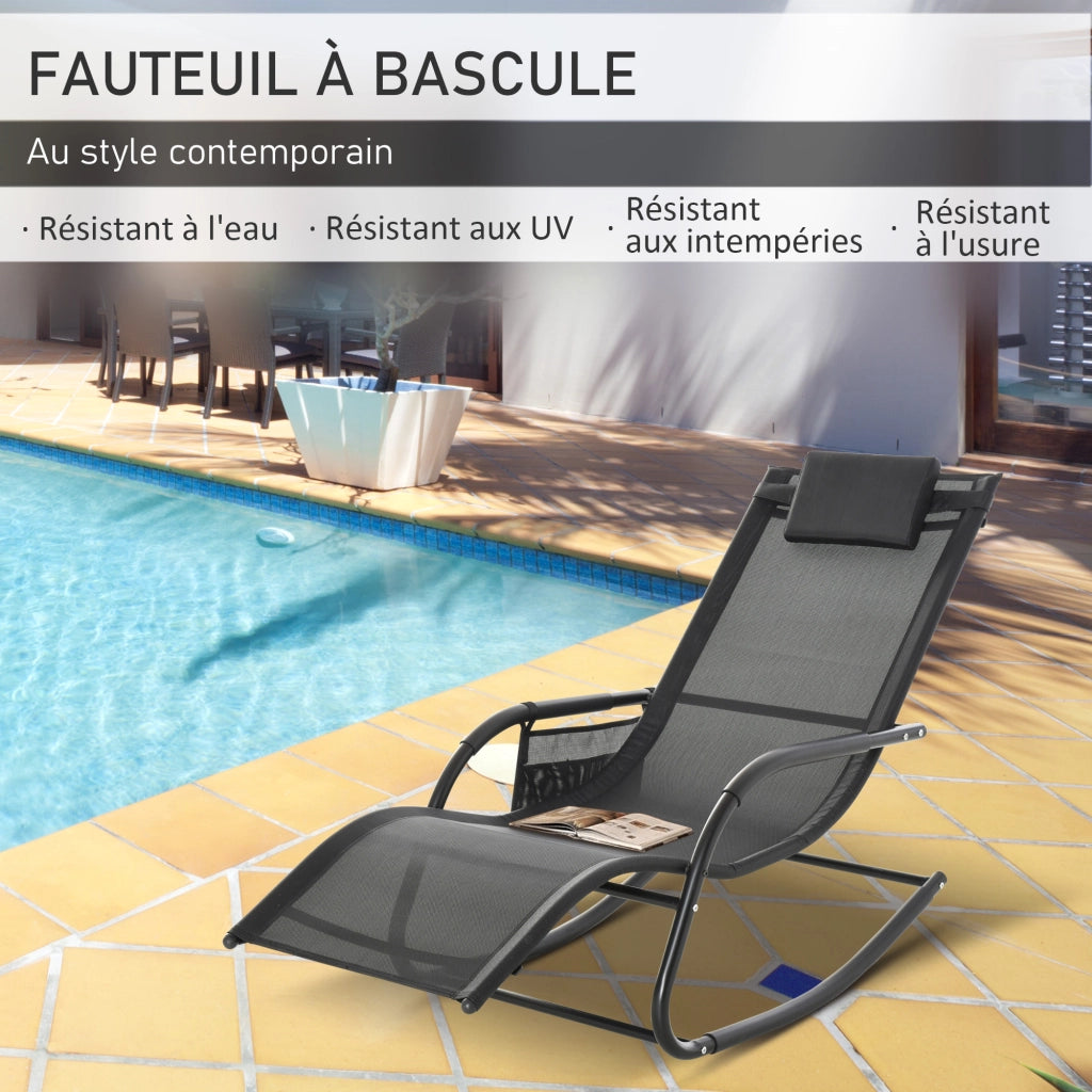 Poltrona Chaise Longue Dondolo ¨C Zephmum ¨C Grigio Tessuto