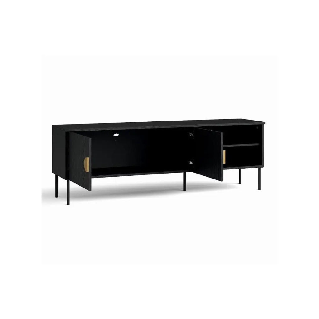 Mobile TV 2 Porte - nero con maniglie dorate - 160 CM - collezione MONDO