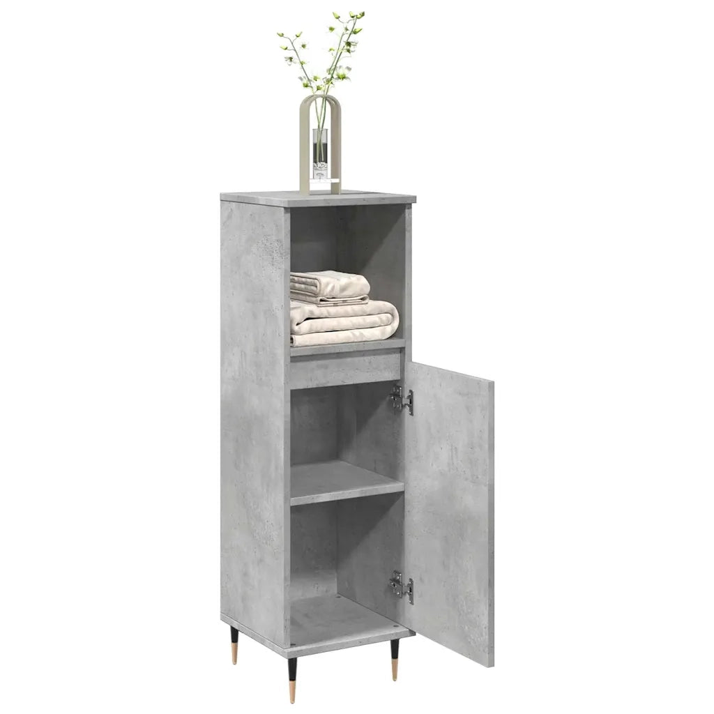 Armadietto da Bagno Grigio Cemento 30x30x100 cm in Truciolato 857204