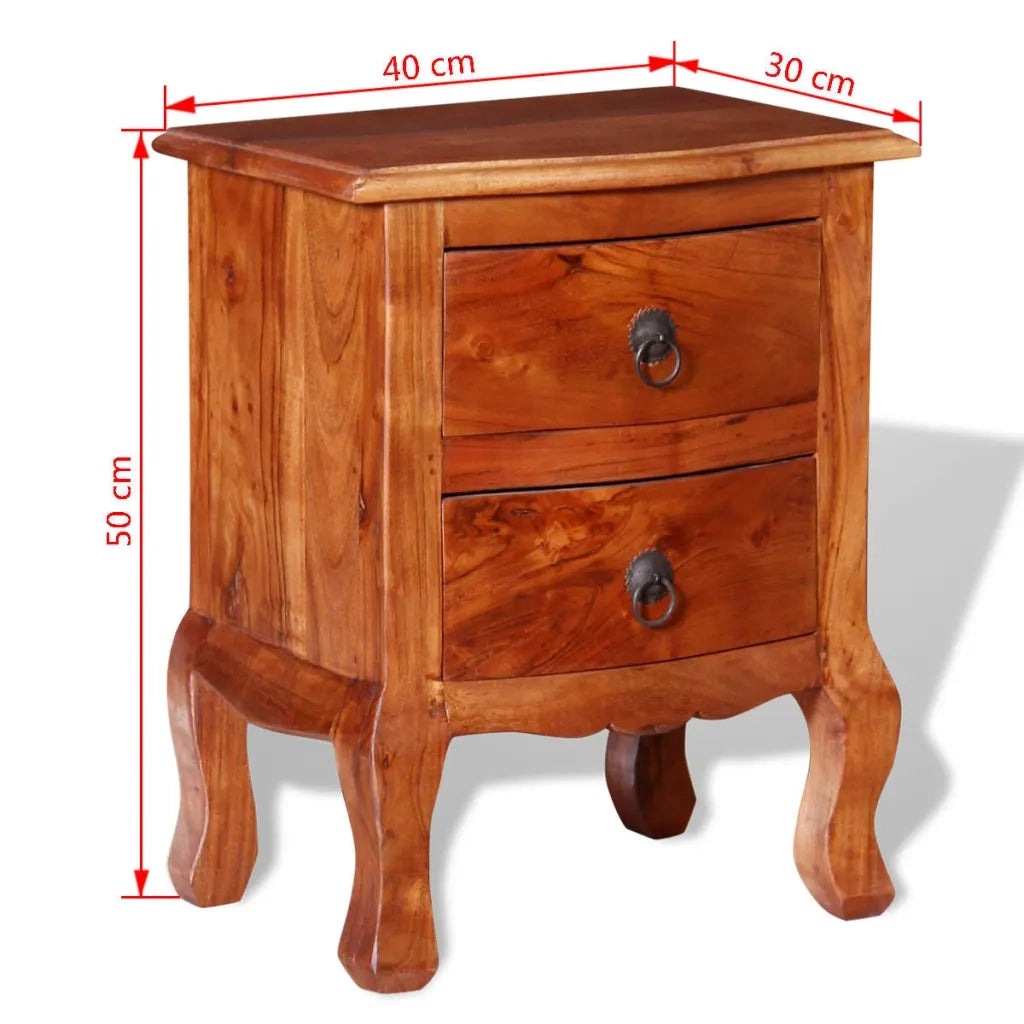 Comodini con Cassetti 2 pz in Legno Massello di Acacia 243972