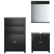 Set Mobili da Bagno | Armadio da bagno 3 pz BERG Nero in Legno Massello di Pino
