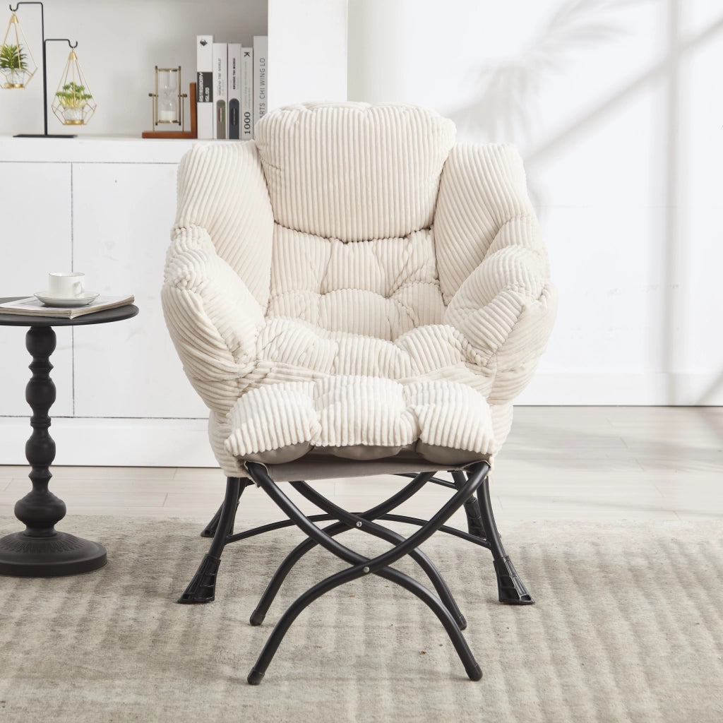 POLTRONA Relax con Pouf, 69,9x64x95 cm, Acciaio Bianco