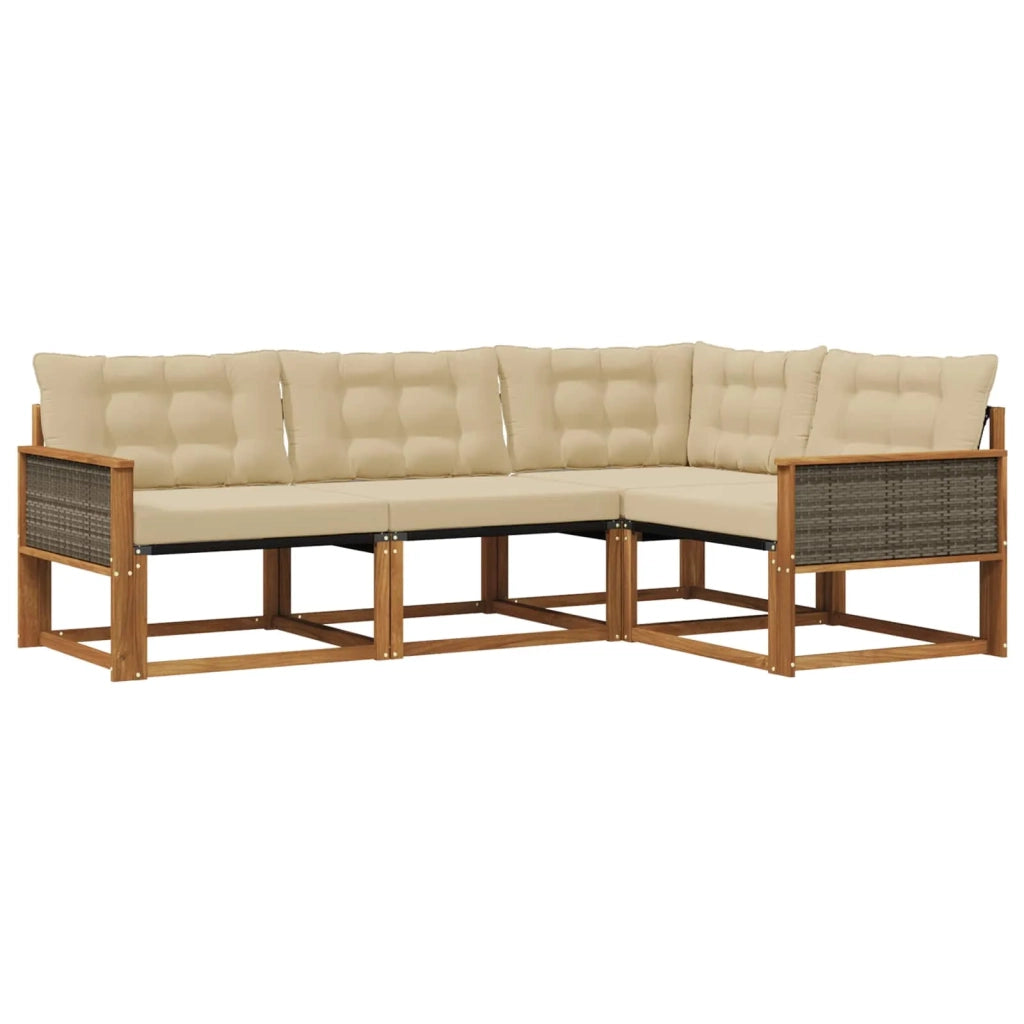 Set di divani da esterno 4 pz Naturale e Beige 3381389