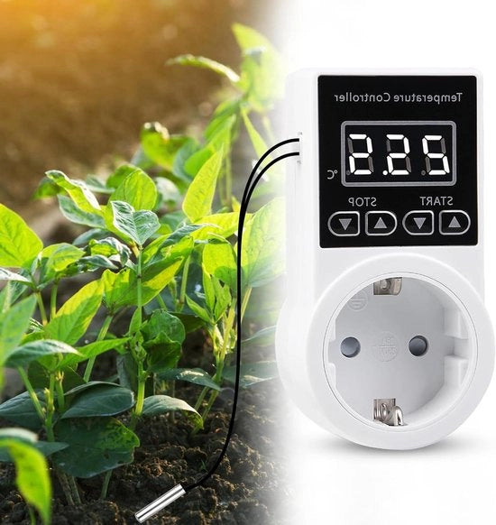 Regolatore di temperatura digitale con sensore - schermatura di temperatura acqua resistente per serre e contenitori in vetro.