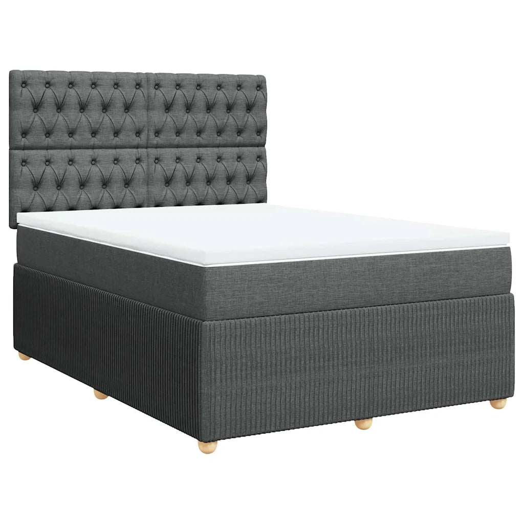 Giroletto a Molle con Materasso Grigio Scuro 160x200 cm Tessuto