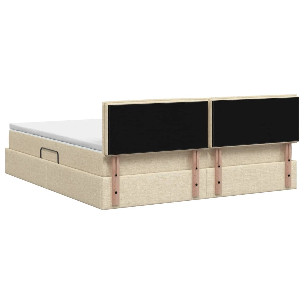 Letto con contenitore e materasso Crema 180 x 200 cm Velluto 3458578