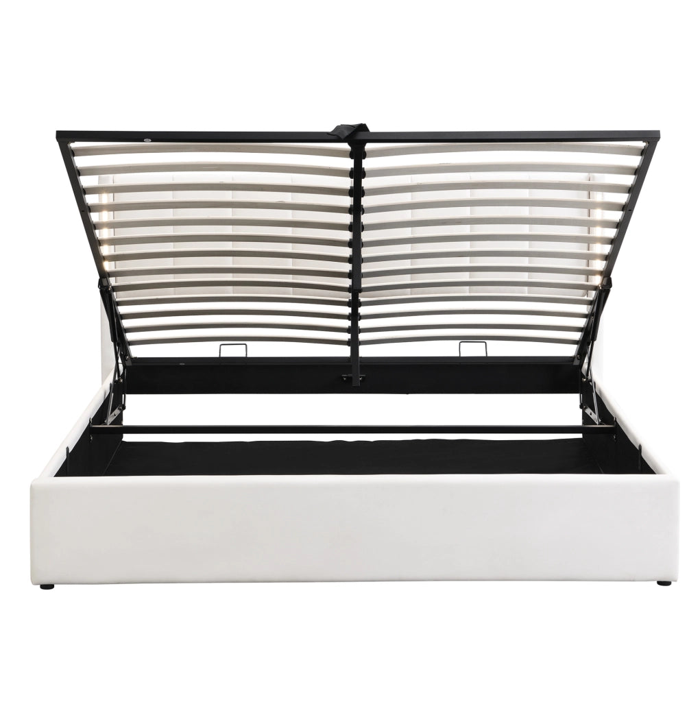 Letto imbottito 140 x 190 cm con LED, USB, vano contenitore e testiera regolabile