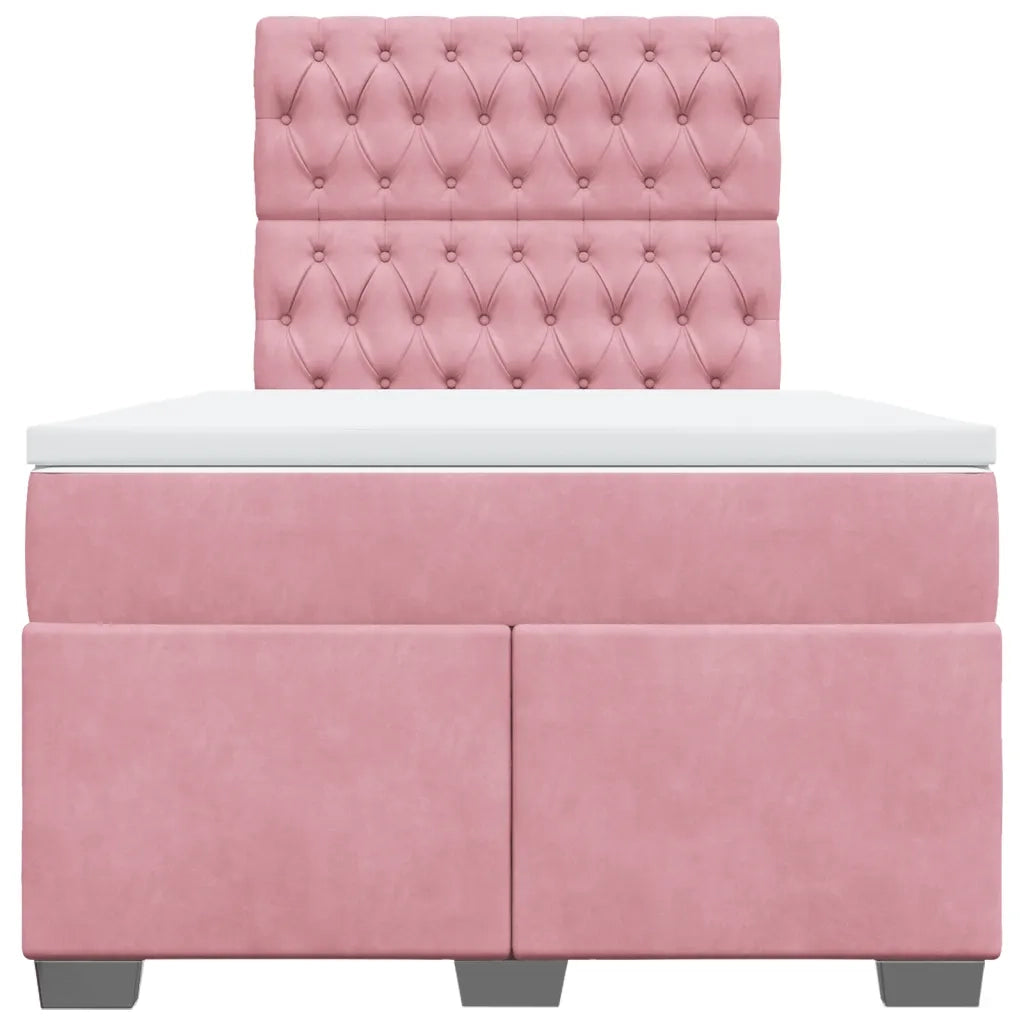 Giroletto a Molle con Materasso Rosa 120x190 cm in Velluto