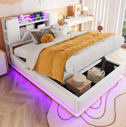 Letto imbottito per bambini con LED, USB e vano contenitore idraulico