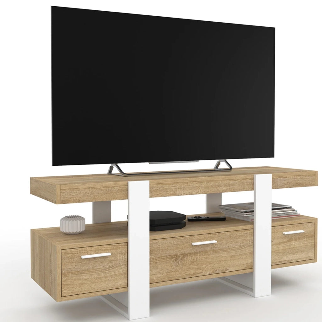 IDMarket - Porta TV PHOENIX da 116 cm con cassetti in legno e bianco