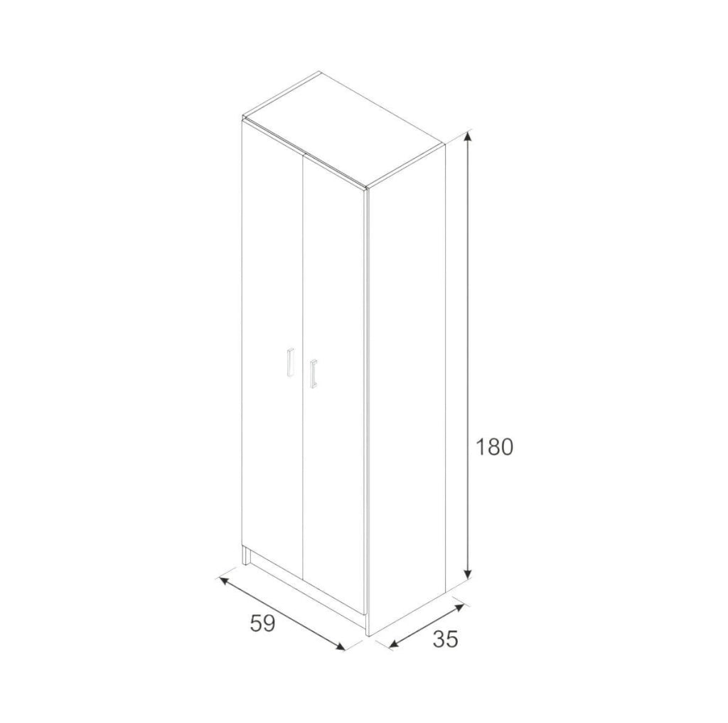 Armadio multiuso Altiplano, Mobile ausiliario a 2 ante, Guardaroba portascarpe moderno, Scarpiera verticale, cm 59x37h180, Rovere