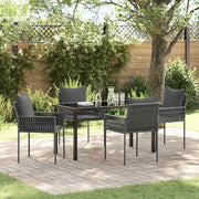 Set da Pranzo per Giardino 5 pcs Nero e Grigio Rattan in PE 3379102