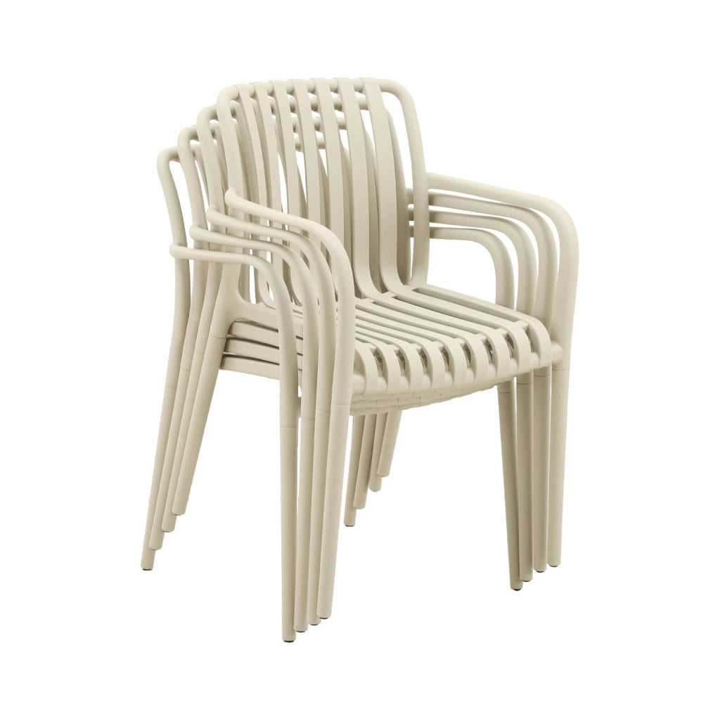 Set 4 poltrone da giardino in plastica, beige