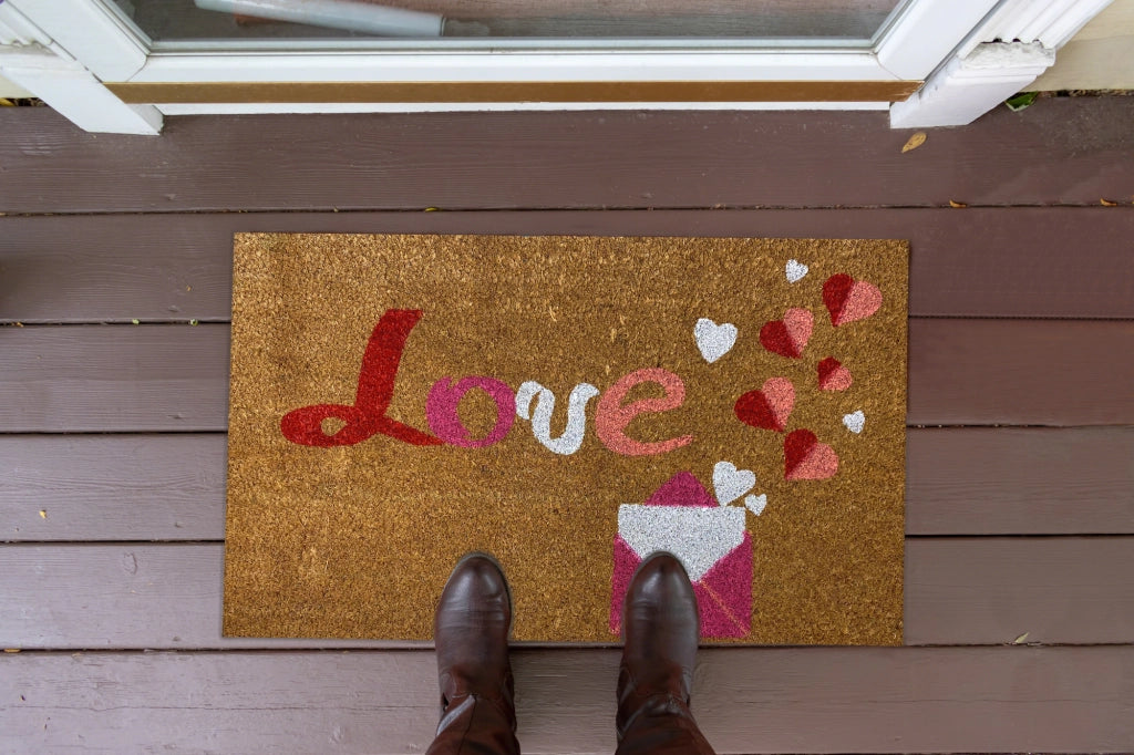 Zerbino Ingresso Casa In Fibra Di Cocco Con Base In Pvc  Love