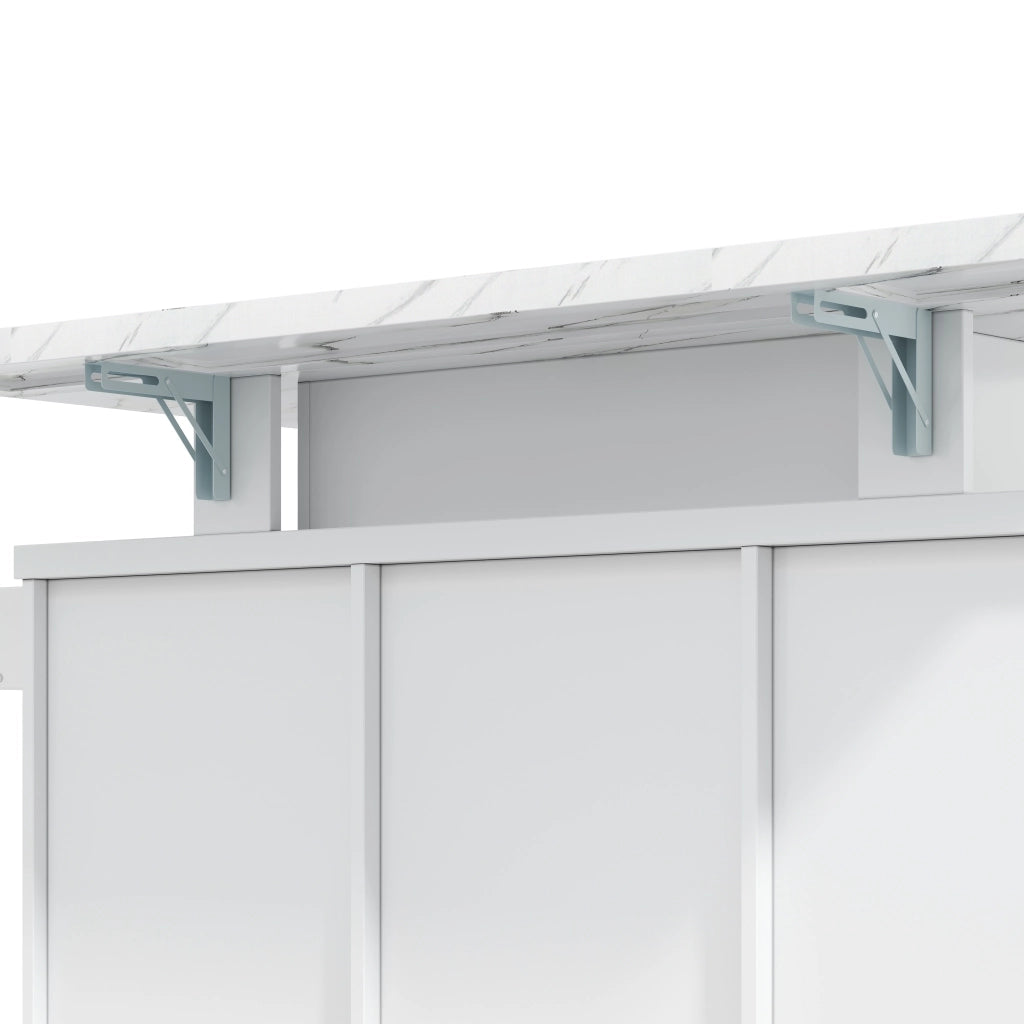 Carrello cucina con piano ribaltabile, 2 porte, 3 cassetti, LED RGB e ruote frenanti, 138 x 60 x 93 cm