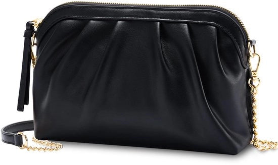 Borsa a Tracolla per Donna, Borsa a Mano Elegante con Cinturino in Pelle Nera