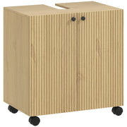 Mobile sottolavabo per bagno con ripiani e ruote ¨C zephmum ¨C legno 60x30x