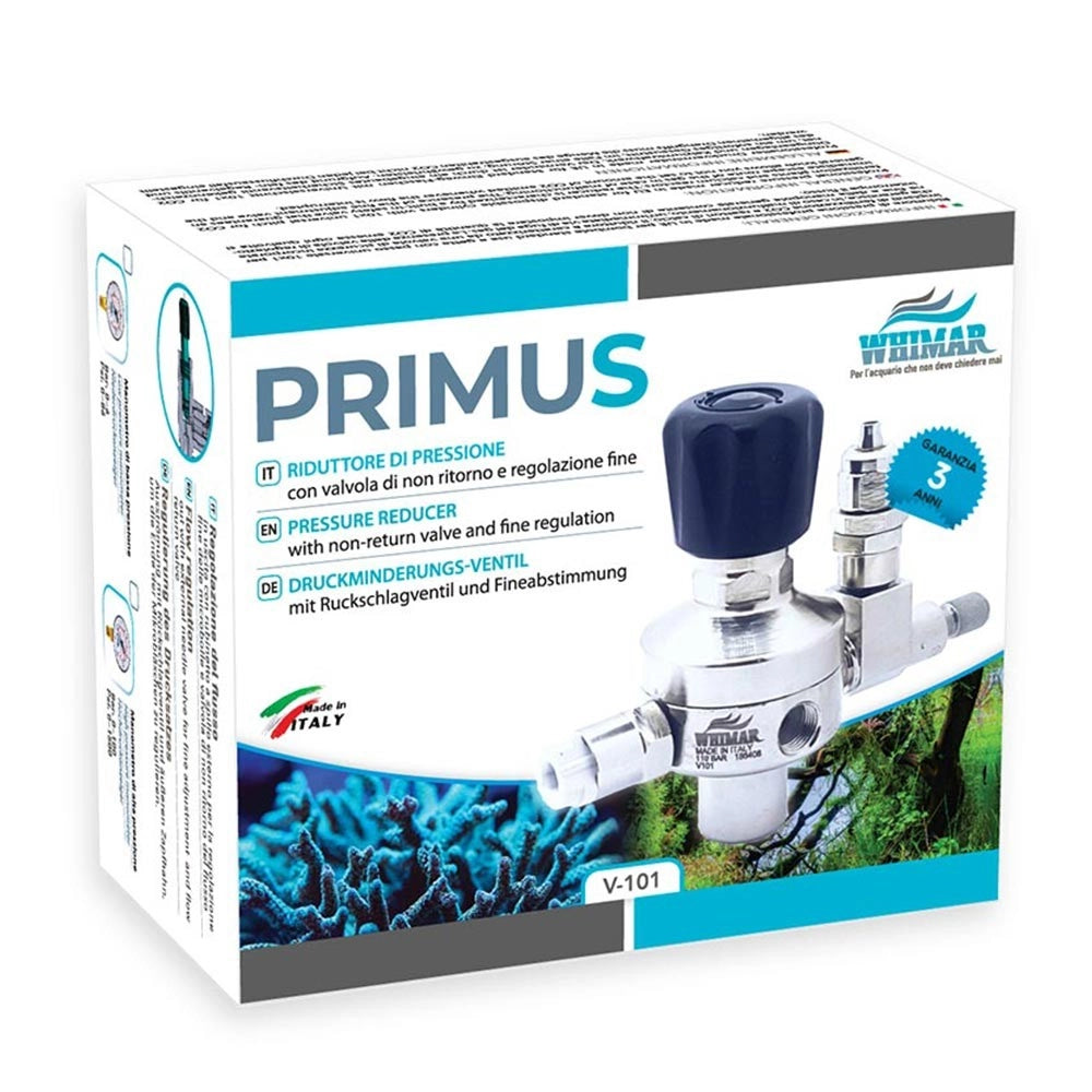 Whimar Primus mod. V101 con manometri di alta e bassa pressione - riduttore di pressione per bombole CO2 usa e getta passo 10x1