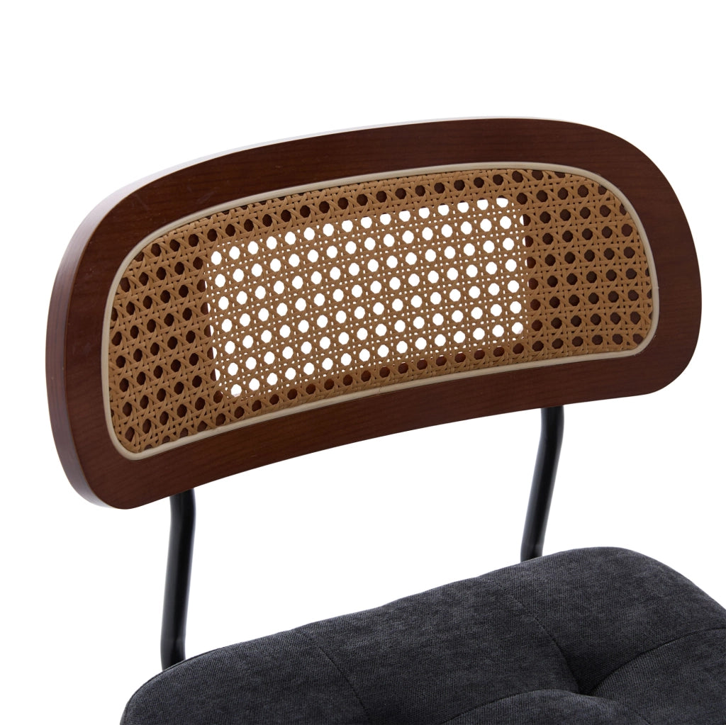 Sgabello da bar 44x51x96 cm girevole a 360° in chenille nero