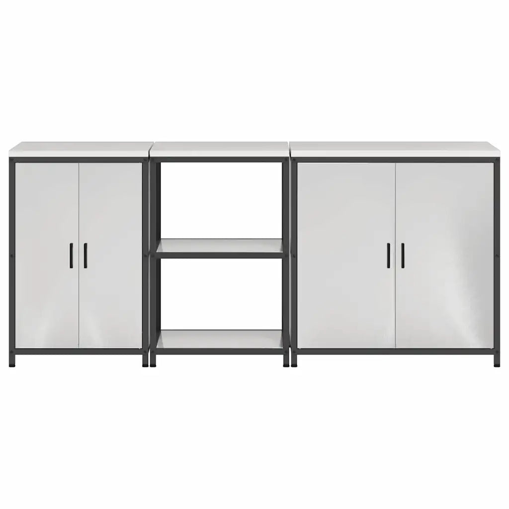 vidaXL Set di Stoccaggio per Cucina 3 pcs Argento 210 x 50 x 92 cm