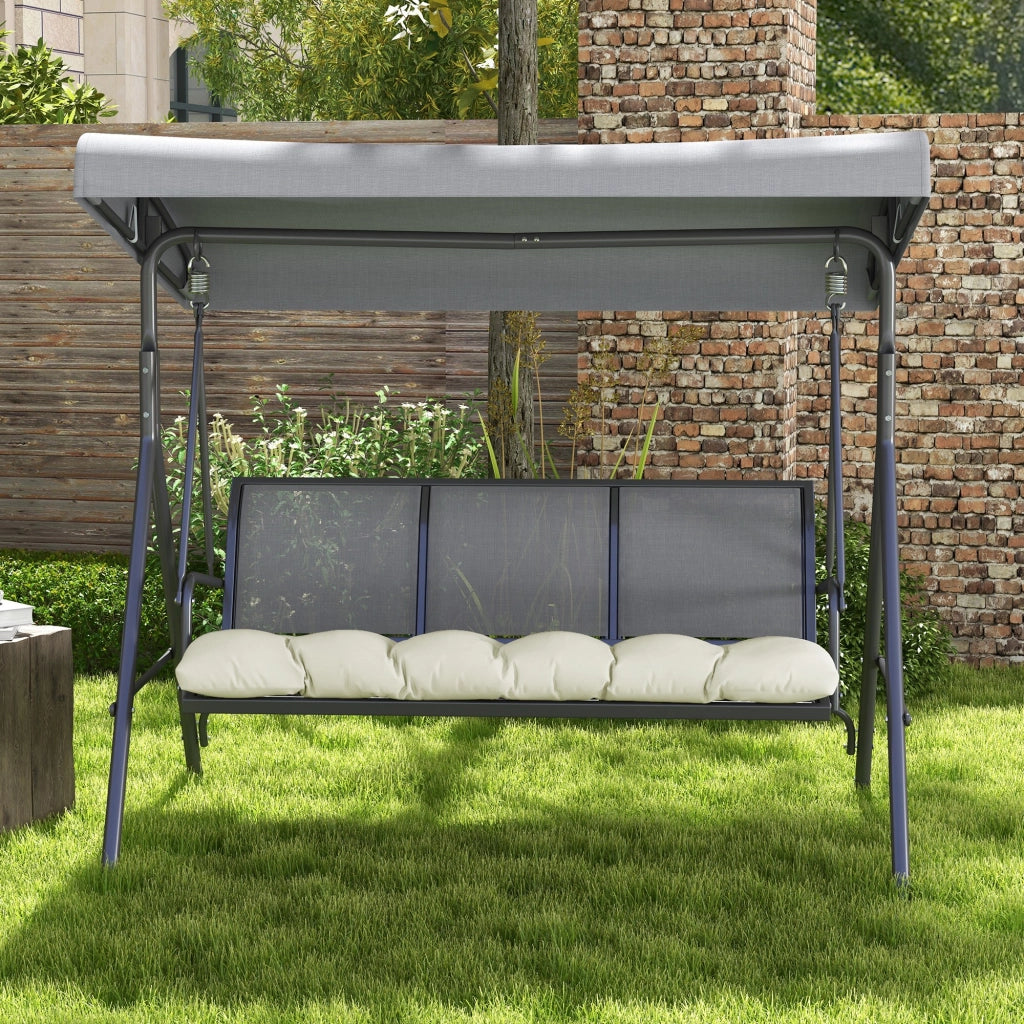 Cuscino per Panchina da Giardino o Dondolo ¨C zephmum ¨C Crema 128x48x8 cm