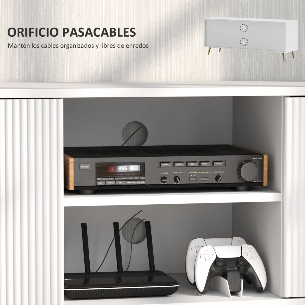 Mobile TV con 2 ripiani aperti e 2 ante ¨C Zephmum ¨C Bianco 120x35x48 cm