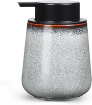 Dispensatore di sapone moderno - Dispensatore di sapone per bagno e cucina - 350 ml - Bianco/Scuro - Ceramica
