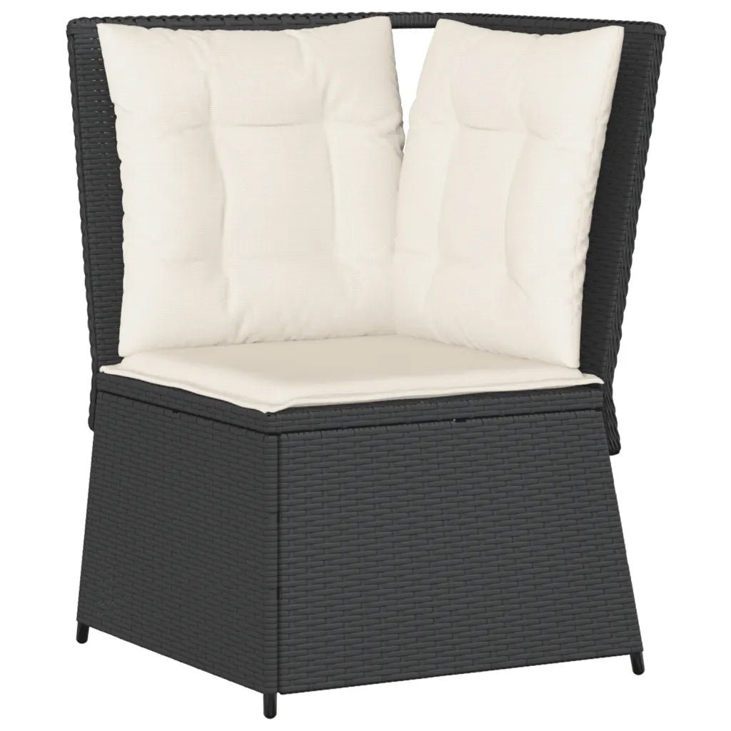 vidaXL Set Divani da Giardino 5 pz con Cuscini Nero in Polyrattan