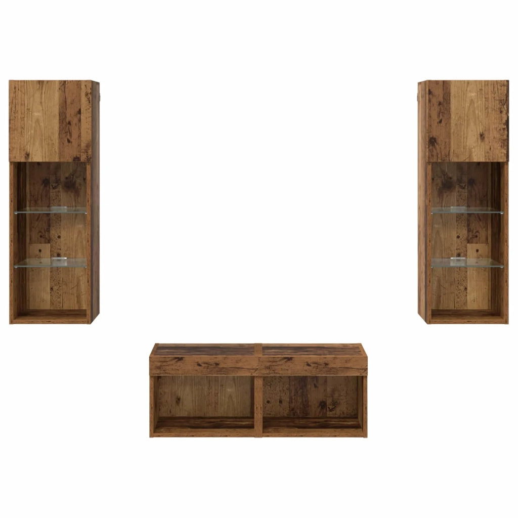 Mobiletti TV da Parete 4 pcs Rovere artigianale 3402917