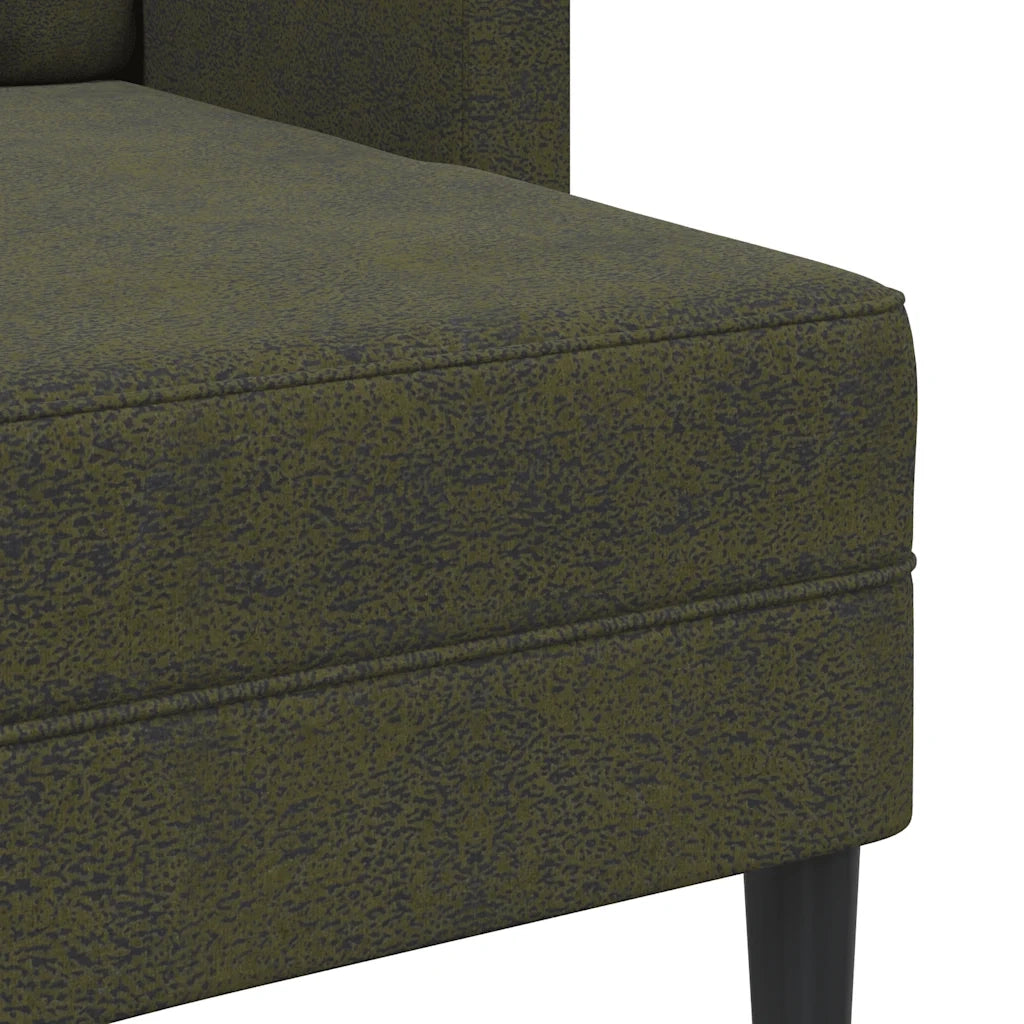 Divano 2 Posti con Chaise a L Verde Militare 125 cm Similpelle 4107091