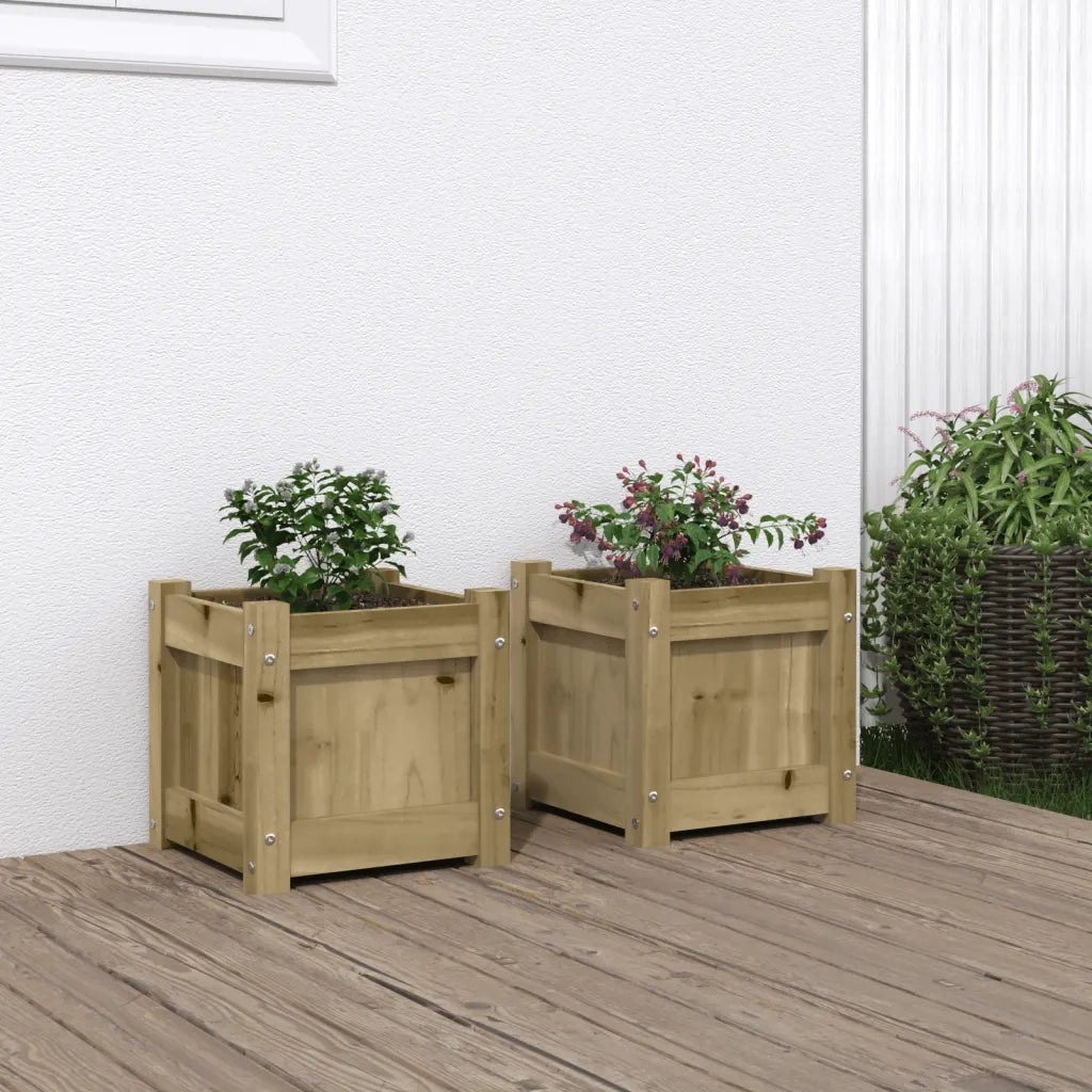 2 pz Fioriere | Cassetta per fiori | Vaso da Giardino in Legno di Pino Impregnato