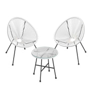 Set di 3 mobili da giardino sedie da esterno Acapulco con tavolo in vetro bianco 12_0007398