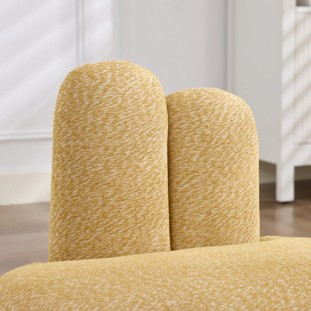 Pouf coniglietto giallo imbottito in tessuto, 56×43,5×57 cm