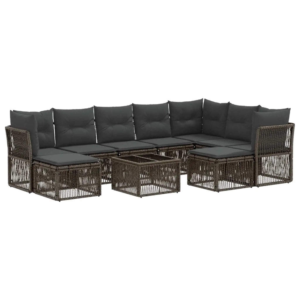 Set Divano da Giardino 10 pcs Grigio polyrattan